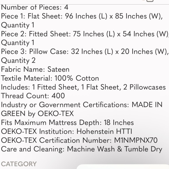 Threshold Performance Vine design Sheet Set - Picture 4 of 5